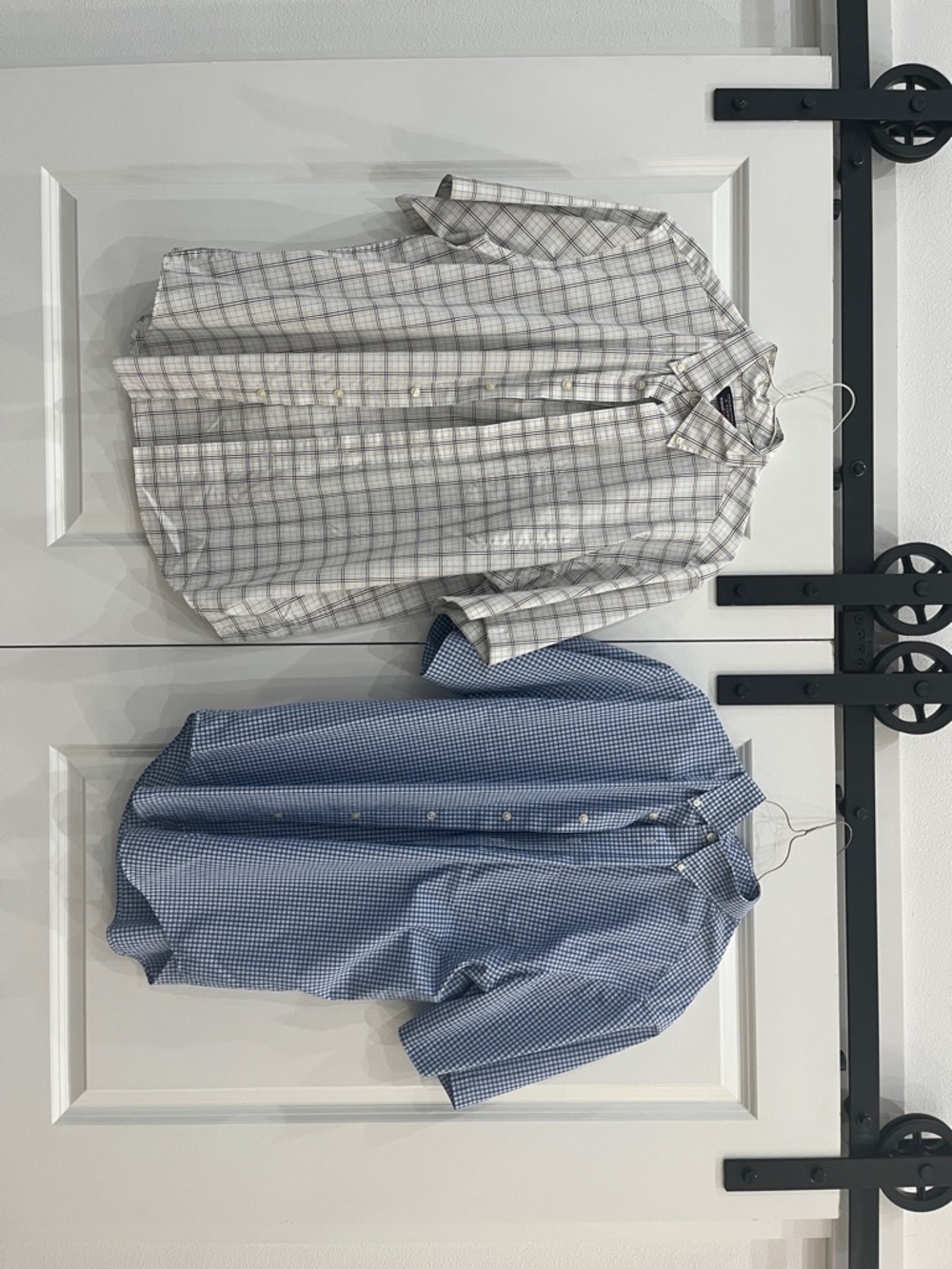 Roundtree & Yorke Kids Button-Down Shirts - Blue and White Plaid Pair